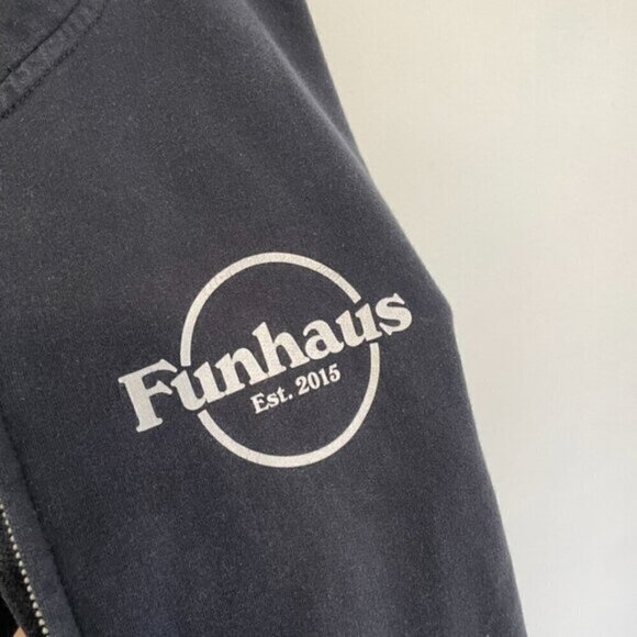 ROOSTER TEETH FUNHAUS Mens Navy Blue Double Sided Full Zip Hoodie Sweatshirt M - Picture 6 of 15